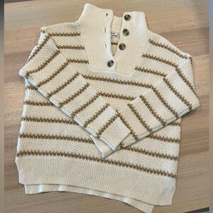 Madewell Canby Button Mockneck Sweater in Stripe